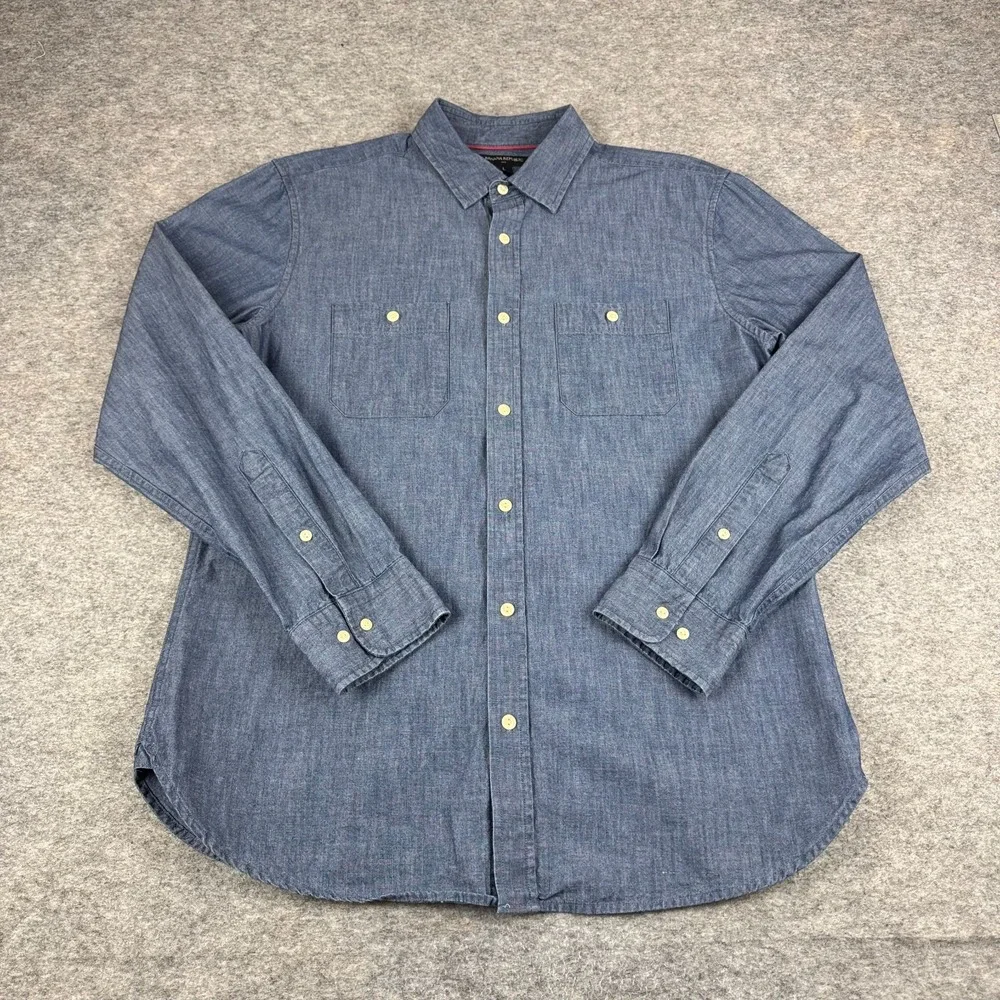 Banana Republic Slim Fit Indigo Chambray Shirt Button Up Blue Mens Large L
